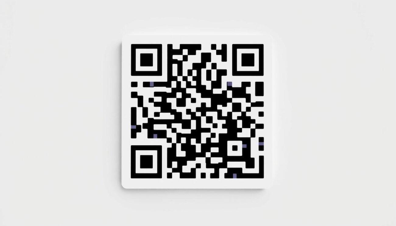 A QR code displayed prominently on a clean, minimalistic background, with a strong focus on the code itself. The QR code should be rendered in high resolution, with a clear, sharp, and distinct pattern that is easily scannable. The background should be a simple, neutral color that allows the QR code to stand out and be the central focus of the image. The lighting should be bright and even, creating a crisp, professional appearance. The camera angle should be straight-on, capturing the QR code in its entirety, with no distortion or perspective issues. The overall mood should be one of simplicity, clarity, and utility, reflecting the practical nature of using a QR code to add an IPTV playlist to a media player.